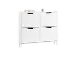 Schuhschrank Mit 4 Klappen Schmal 100X91X19Cm Weiß