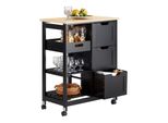 Servierwagen Mit Rollen, Schwarz, 68X85X38Cm, Bis 50Kg