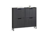 Schuhschrank Schmal Mit 4 Klappen 100X91X19Cm Schwarz