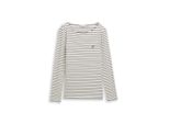 Tom Tailor Damen Langarmshirt Mit Streifenmuster, Weiß, Gestreift, Gr. Xs