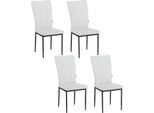Esszimmermöbel - 4er-Satz Gedeckte Sessel - Wohnzimmer Stühle - Weisses Leder Design