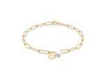 Armband S.Oliver "Tag And Pearl", Gelbgoldfarben, Weiß, ArmbäNder, Damen, 21Cm, Edelstahl Perlen, Edelstahl, Perlen, Armband, Mit Perle (Imitiert)