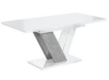 Esstisch Ausziehbar 120 -160X80X75 Cm - White Gloss / Stone - Clasi