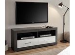 Lowboard Home Affaire "Etero", Grau (Schwarz Concret, Weiß Mdf Hochglanz, Applikation Schwarz Concret), B:150Cm H:61Cm T:45Cm, Sideboards, Lowboard, Breite 150 Cm