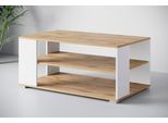 Couchtisch Home Affaire "Kenia", Weiß (Eichefarben Votan, Weiß Matt), B:100Cm H:45Cm T:60Cm, Tische, Couchtisch, Rechteckiger Kaffetisch, 100X66 Cm, Mit 2 AblageböDen