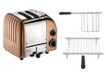 Dualit Toaster Paket 2, 2er Toaster mit Brötchenaufsatz und Sandwichzange kupfer
