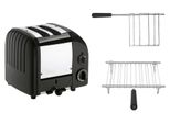 Dualit Toaster Paket 2, 2er Toaster mit Brötchenaufsatz und Sandwichzange Schwarz Matt