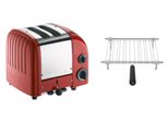 Dualit Toaster Paket 1, 2er Toaster mit Brötchenaufsatz Rot
