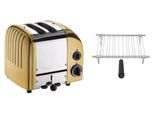 Dualit Toaster Paket 1, 2er Toaster mit Brötchenaufsatz Gold