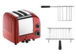 Dualit Toaster Paket 2, 2er Toaster mit Brötchenaufsatz und Sandwichzange Rot