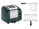 Dualit Toaster Paket 2, 2er Toaster mit Brötchenaufsatz und Sandwichzange Evergreen