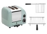 Dualit Toaster Paket 2, 2er Toaster mit Brötchenaufsatz und Sandwichzange Eukalyptus