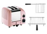 Dualit Toaster Paket 2, 2er Toaster mit Brötchenaufsatz und Sandwichzange Pink