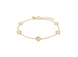 FußKette S.Oliver "Flower, Blumen-Design", Gelbgoldfarben, Weiß, FußKetten, Edelstahl Perlen, Edelstahl, Perlen, Mit Kunststoffperle