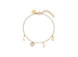 Armband s.Oliver "Love", Gelbgoldfarben, Kristallweiß, Kristallweiß, ArmbäNder, Damen, 21Cm, Edelstahl, Armband, Mit Zirkonia (Synth.)