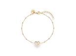 Armband S.Oliver "Pearl Heart, Herz", Gelbgoldfarben, Natur, ArmbäNder, Damen, 21Cm, Edelstahl Perlen, Edelstahl, Perlen, Armband, Mit Perlmutt (Synth.)
