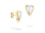 Paar Ohrstecker Liebeskind Berlin "Metal Heart, Herz", Edelstahlfarben, Gelbgoldfarben, Ohrringe, Damen, Edelstahl