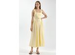 Kleid Mit Quadratischem Kragen Und TaillengüRtel In Midi-LäNge