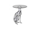 FineBuy Design Skulptur Deko Beistelltisch Hund Aus Aluminium Farbe Silber
