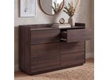 Kommode MCW-P44, Sideboard Schrank Anrichte, 6 Schubladen Push-To-Open, MDF 83X120X40Cm ~ Walnuss-Optik