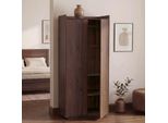 Schrank MCW-P44, Kleiderschrank Garderobenschrank 2 TüRen Push-To-Open, Mdf 184X80X40Cm ~ Walnuss-Optik