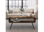 Couchtisch Sheesham Massiv Metallbeinen 100Cm Industrial Retro Wohnzimmertisch