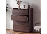 Kommode MCW-P44, Sideboard Schrank Anrichte, 4 Schubladen Push-To-Open, Mdf 107X80X40Cm ~ Walnuss-Optik