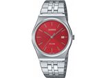 Quarzuhr, Silber (Silberfarben, Rot), Casio Timeless Collection, Armbanduhren, Damen, Quarzuhr, Armbanduhr, Herrenuhr, Damenuhr, Jugendliche, Datum, Edelstahlarmband