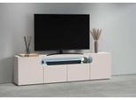 Lowboard Otto Home "Real,Lowboard,Tv-Kommode,Tv-MöBel,Tv-Bank", Kaschmir, B:200Cm H:60Cm T:40Cm, Sideboards, Lowboard, Mit 4 TüRen, Davon 2 Abgerundet, Die Ein Ovales Offenes Fach Bilden
