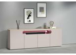 Sideboard Otto Home "Sideboard Real, Kommode, Schrank, Kredenz", Eiche Chopin, Kaschmir, B:200Cm H:80Cm T:40Cm, Sideboards, Sideboard, Mit 4 TüRen, Davon 2 Abgerundet, Die Ein Ovales Offenes Fach Bilden