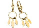 Paar OhrhäNger Firetti "Schmuck Geschenk Gold 375 Ohrschmuck Ohrringe Federn", Gold (Gelbgoldfarben), Ohrringe, Damen, Gelbgold 375
