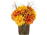 Kunstblume I.Ge.A. "Chrysanthemen Im Topf", Gelb (Gelb, Orange), B:21Cm H:27Cm L:21Cm, Polyester, Kunstpflanzen, Herbstgesteck Herbstliche Blumen Kunstpflanze