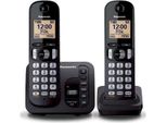 Schwarzes duo-dect-schnurlostelefon mit anrufbeantworter Panasonic KXTGC222FRB
