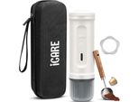 Kaffeemaschine mit Akku, 2-in-1 für Kapseln und Gemahlenen Kaffee, Kaffeemaschine to Go mit Tragetasche und Halterung, Tragbare Espressomaschine