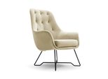 Sessel Seduta, Modern Polstersessel Loungesessel, Velours-Stoff Creme