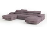 Wohnlandschaft Lykke Lila Velours-Stoff Mit Schlaffunktion