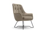 Sessel Seduta, Modern Polstersessel Loungesessel, Velours-Stoff Beige