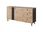 Sideboard Maddalena 165/83/40 Cm Mit 3 Schubladen Und 2 TüRen Anthrazit