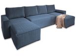 Wohnlandschaft Aspra Blau Kordstoff Mit Schlaffunktion