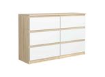 Kommode Nudo 120/78,5/39Cm Mit 6 Schubladen TüRen Sonoma Eiche
