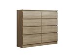 Kommode Adriano 120/100/33 Cm Mit 8 Schubladen Sonoma Eiche