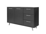 Kommode Elise 140/86/41Cm Mit 3 Schubladen 2 TüRen Graphitfarben