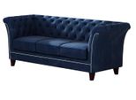 CHESTERFIELD-SOFA 3-Sitzer Fusion Blau Samt