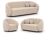 Sitzgarnitur 3+2+1 Roundi Cremeweiß Bouclé