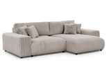 Ecksofa Mollis Hellgrau PlüSchcord - Ottomane Rechts