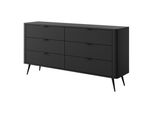 Sideboard Lantana 163/18/38 Cm Mit 6 Schubladen Schwarz