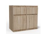 Kommode Meraviglia 80/85/33 Cm Mit 2 Schubladen 2 TüRen Sonoma Eiche