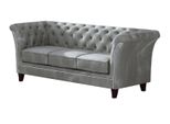 CHESTERFIELD-SOFA 3-Sitzer Fusion Grau Samt