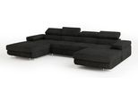 Wohnlandschaft Lykke Schwarz Velours-Stoff Mit Schlaffunktion