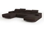 Wohnlandschaft Lykke Braun Velours-Stoff Mit Schlaffunktion